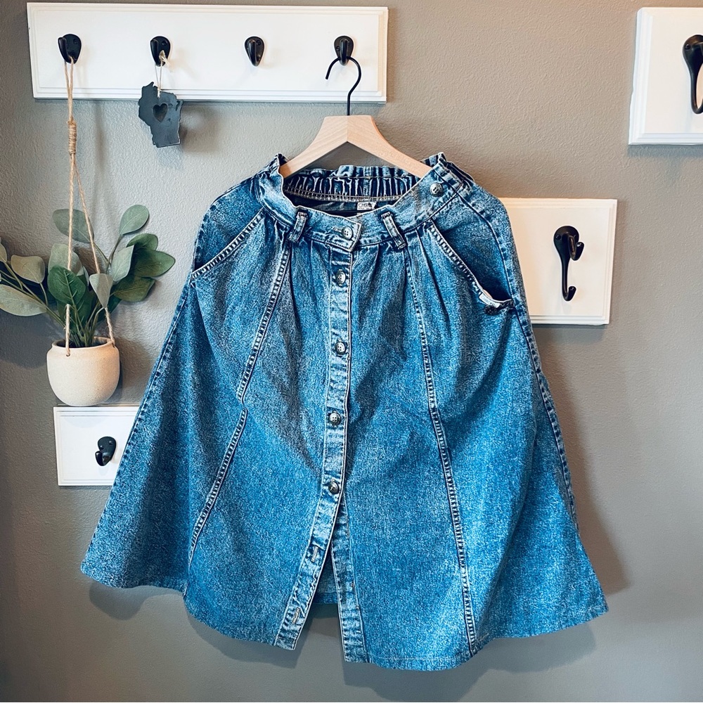 [Cherokee] 90’s VTG Jean Button Up Skirt
